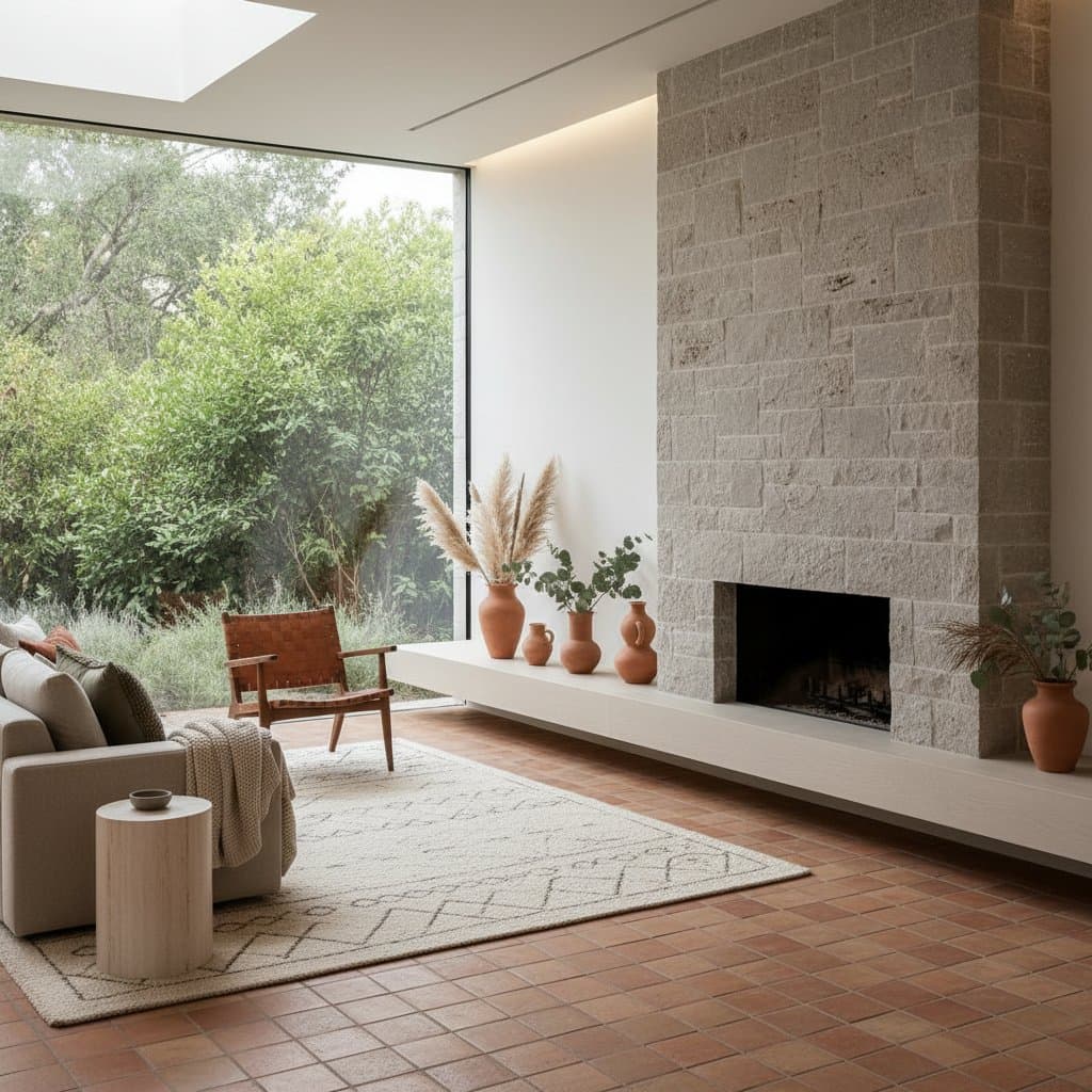 Featured image for Terracotta and Stone Soften Minimalist Interiors