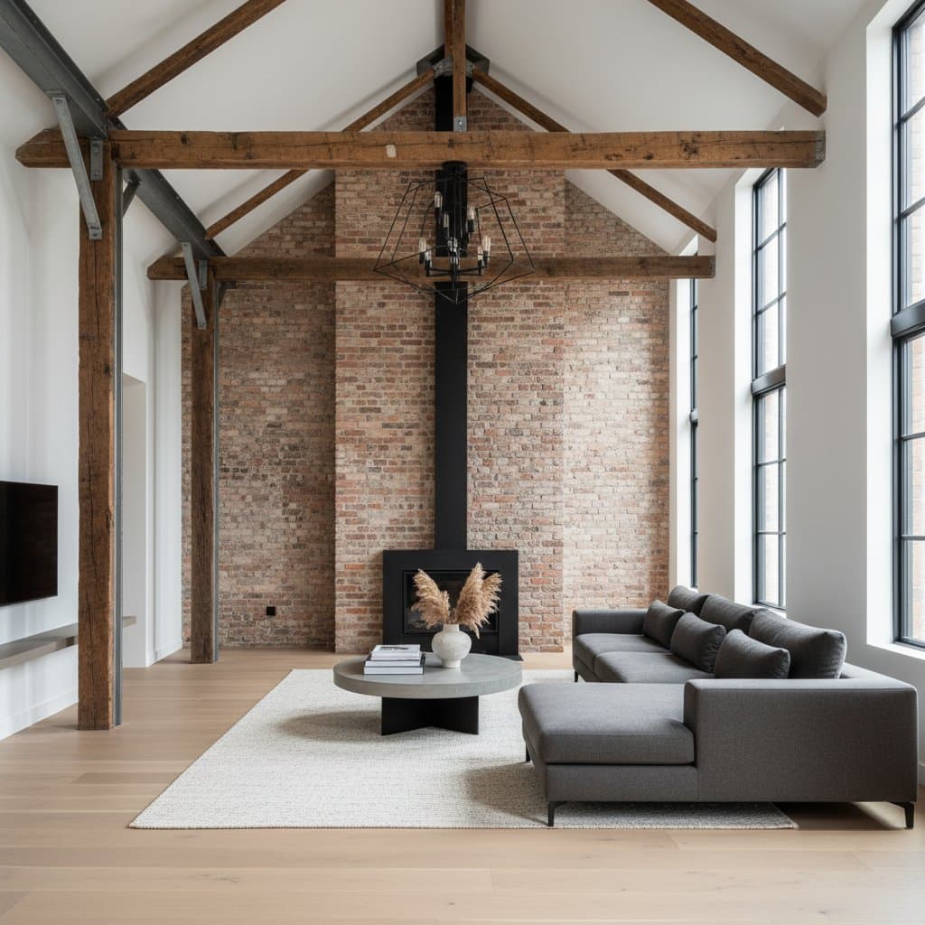 Featured image for Why Exposed Beams and Brick Define Modern Homes